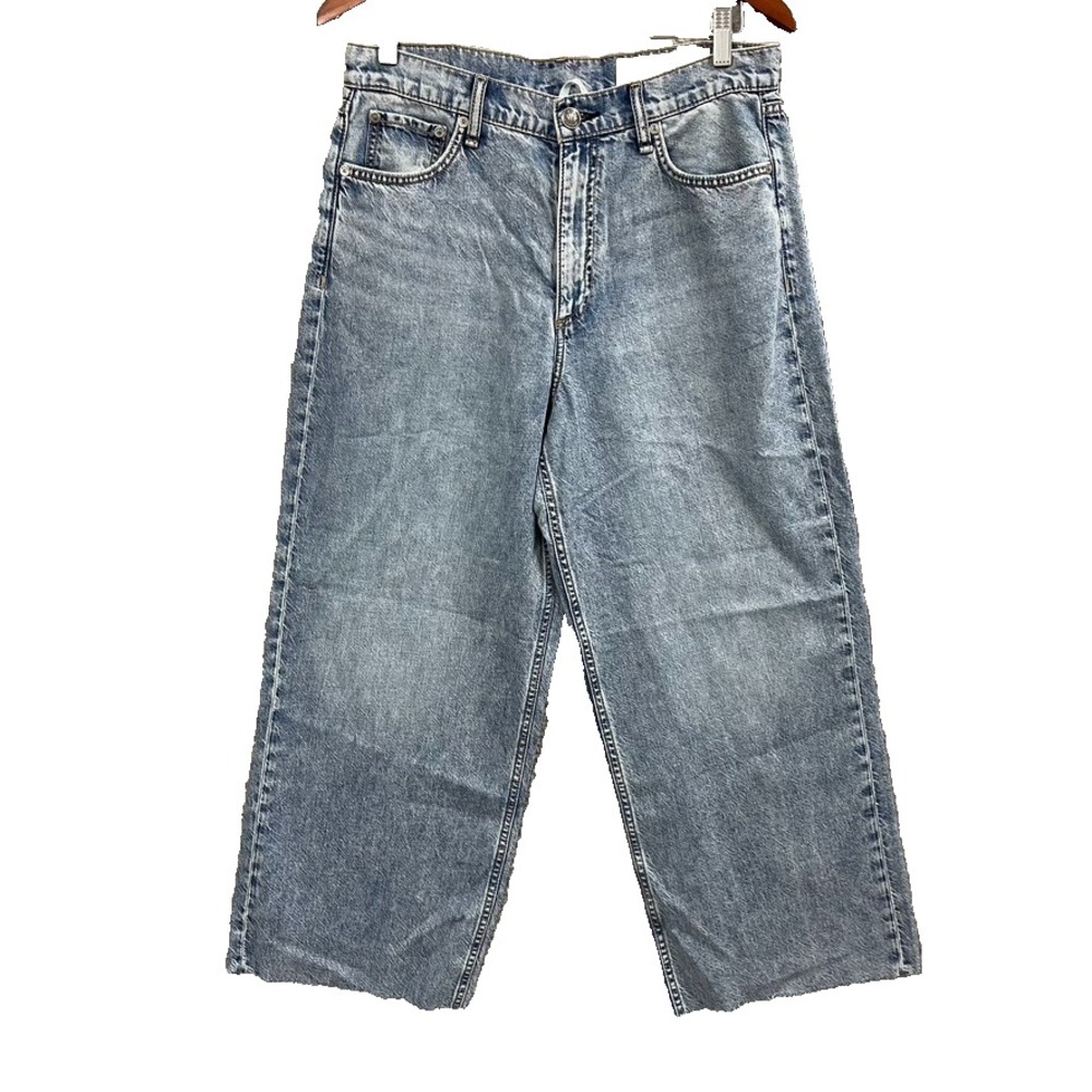 Rag &‎ Bone The Andi High Rise Ankle Wide Leg Jeans Womens 29 8 Blue Denim New